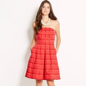 Vineyard Vines Solid Grosgrain Red Plaid Dress